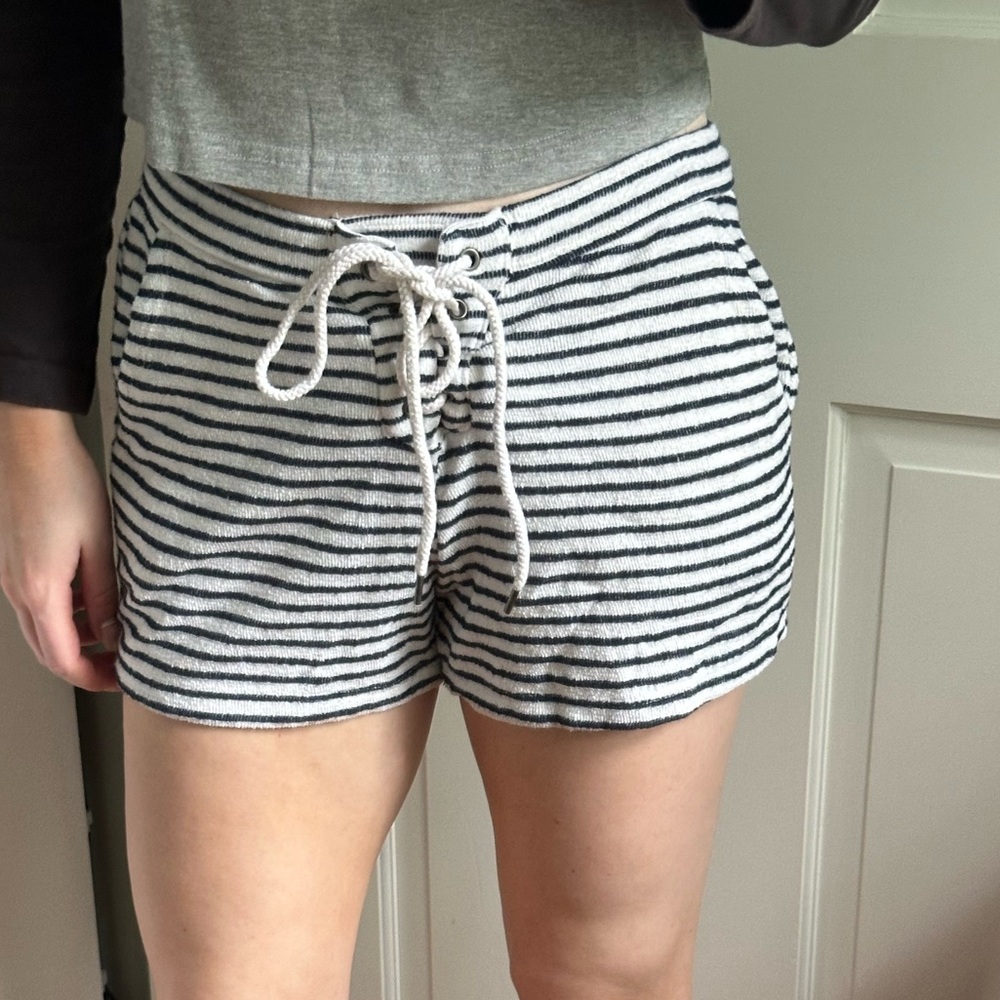 aerie terry fleece striped sailor preppy shorts